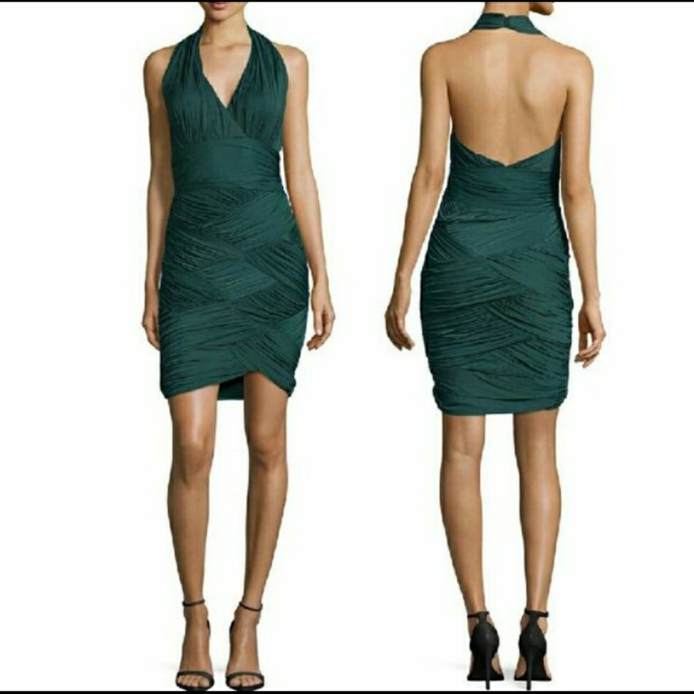 Halston hunter green dress